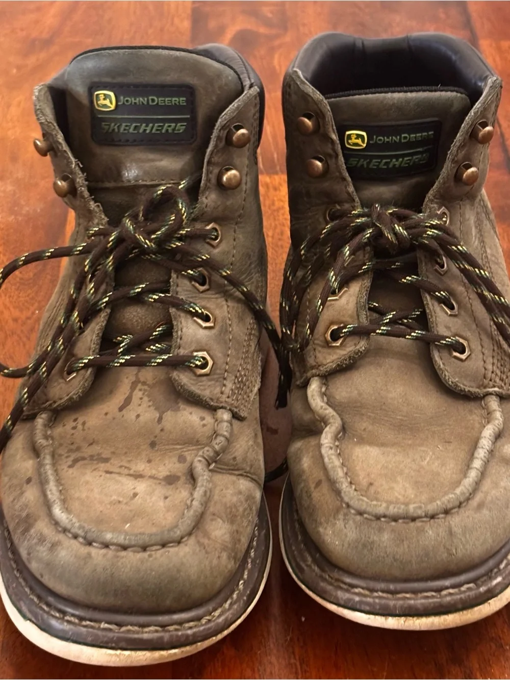 John Deere by Skechers Olive Green Leather Moc Toe Men's Boots size 8.5